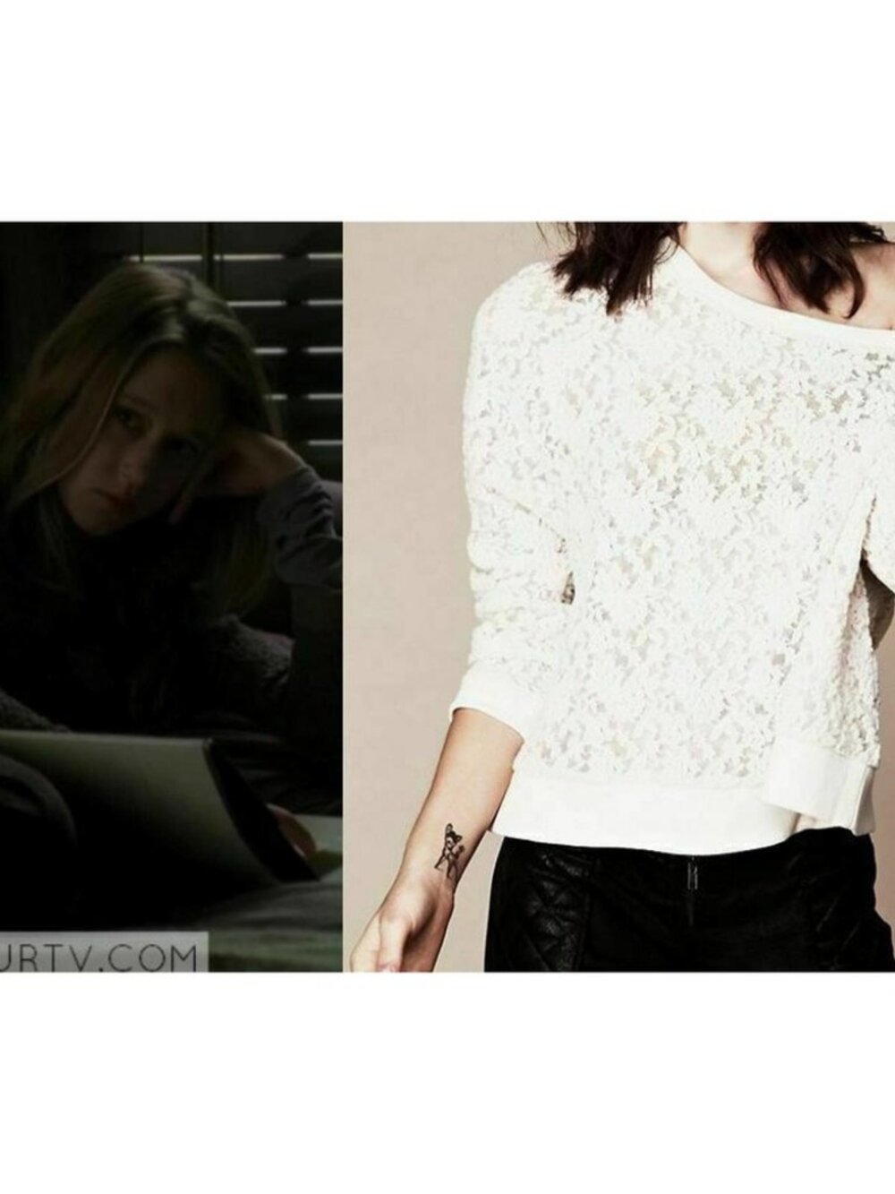 Free People White All Over Lace Sweater Top ASO Violet Harmon AHS